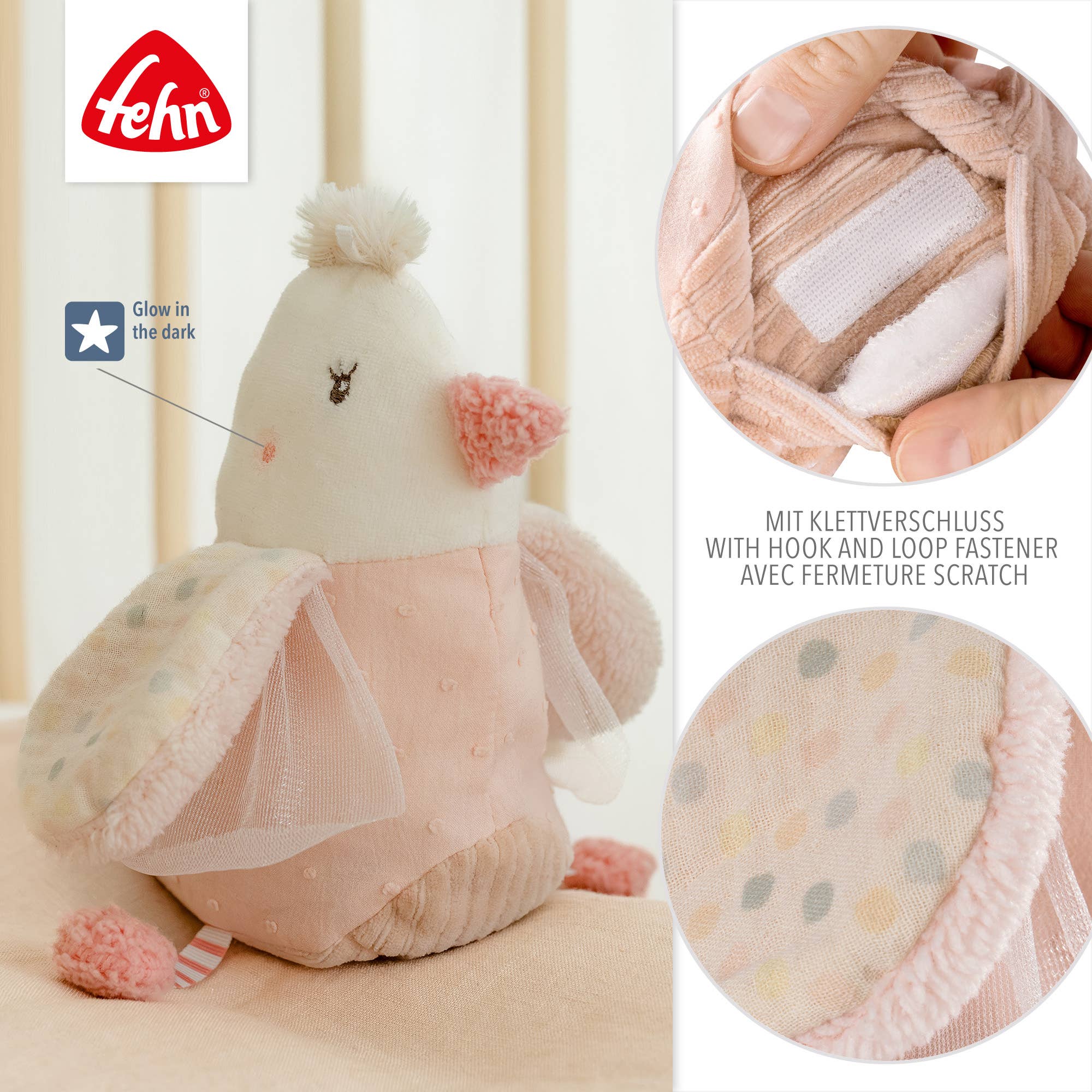 Peluche térmico con semillas - pájaro rosa - MINI MUNDO