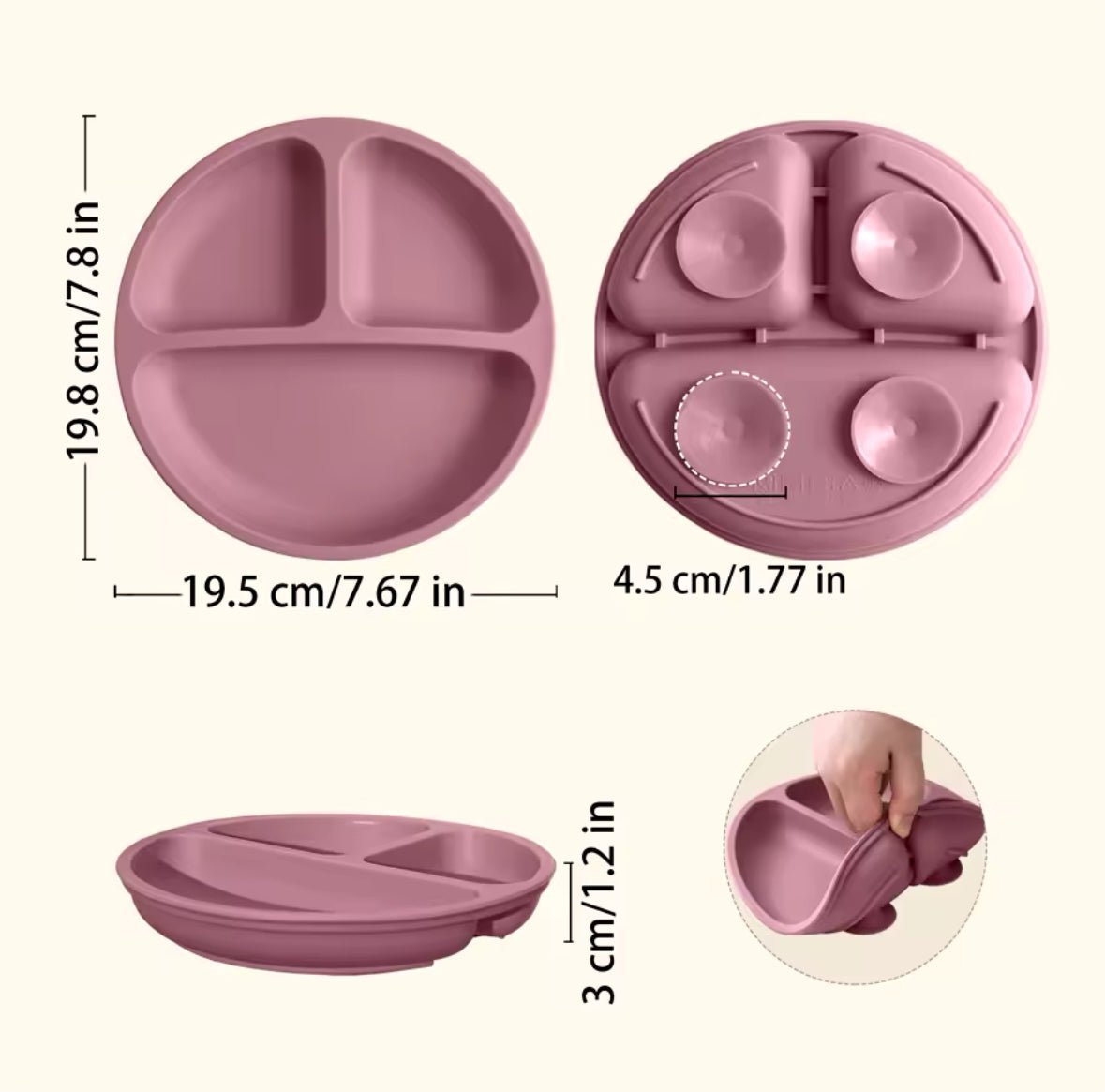 Plato divisorio con ventosas - silicona - MINI MUNDO
