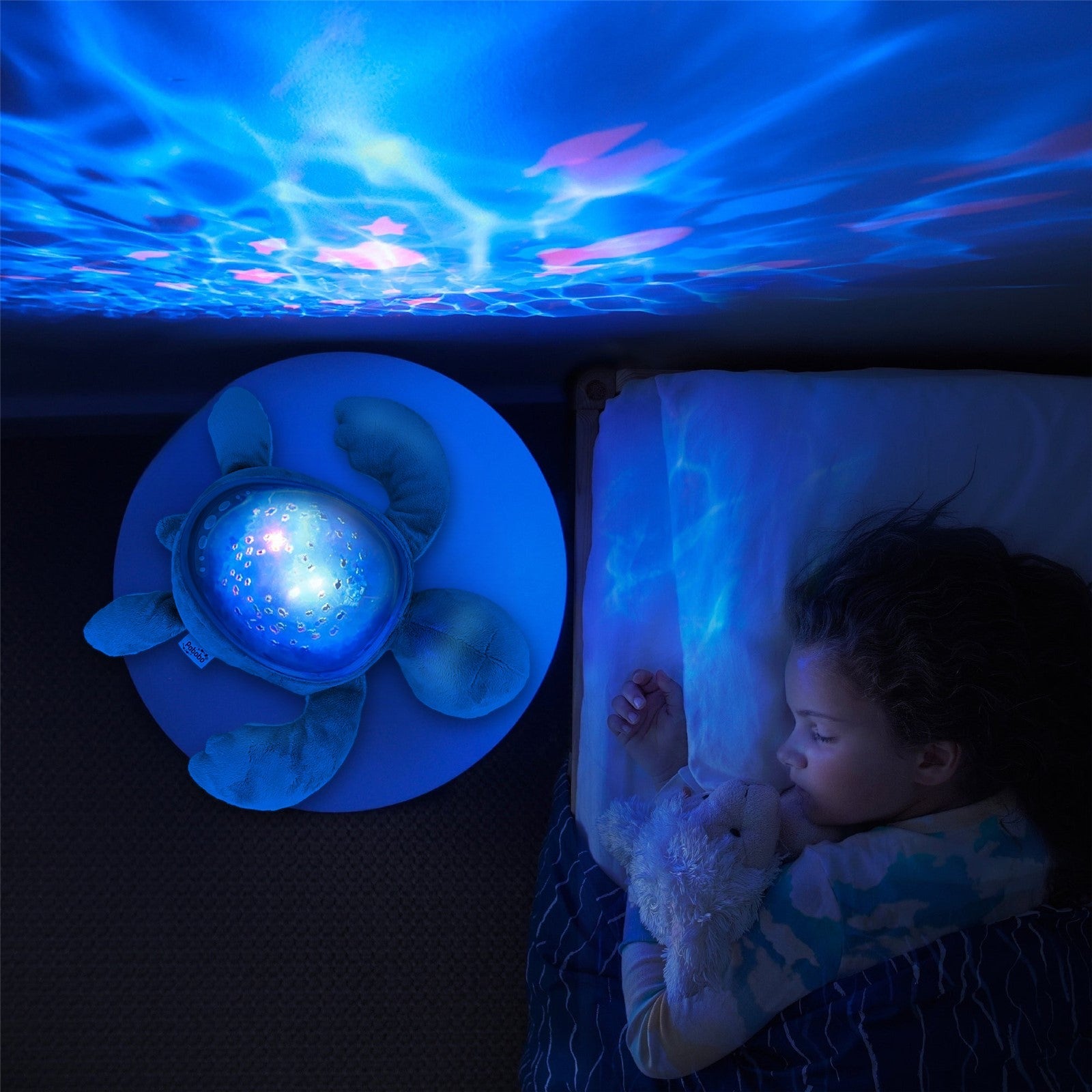 Proyector Peluche Pabobo Tortuga con Proyección Oceánica, Música y Ruidos Blancos - BEBABI