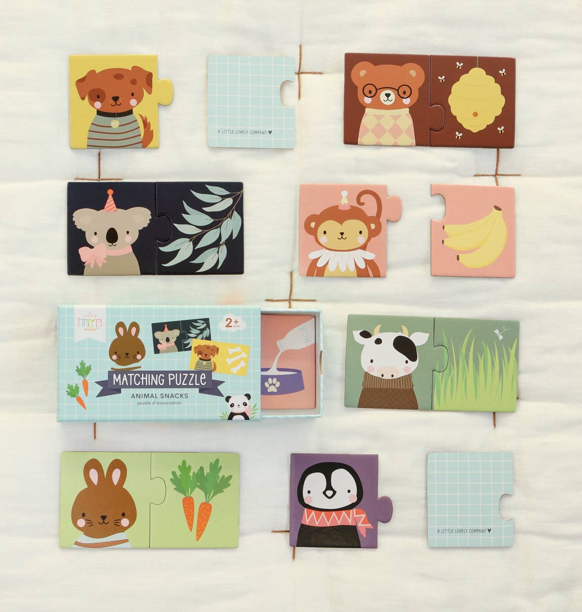 Puzzle asociativo - animales y comidas - MINI MUNDO