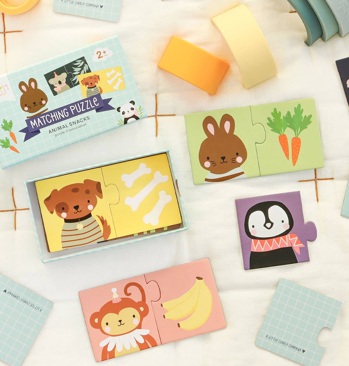 Puzzle asociativo - animales y comidas - MINI MUNDO