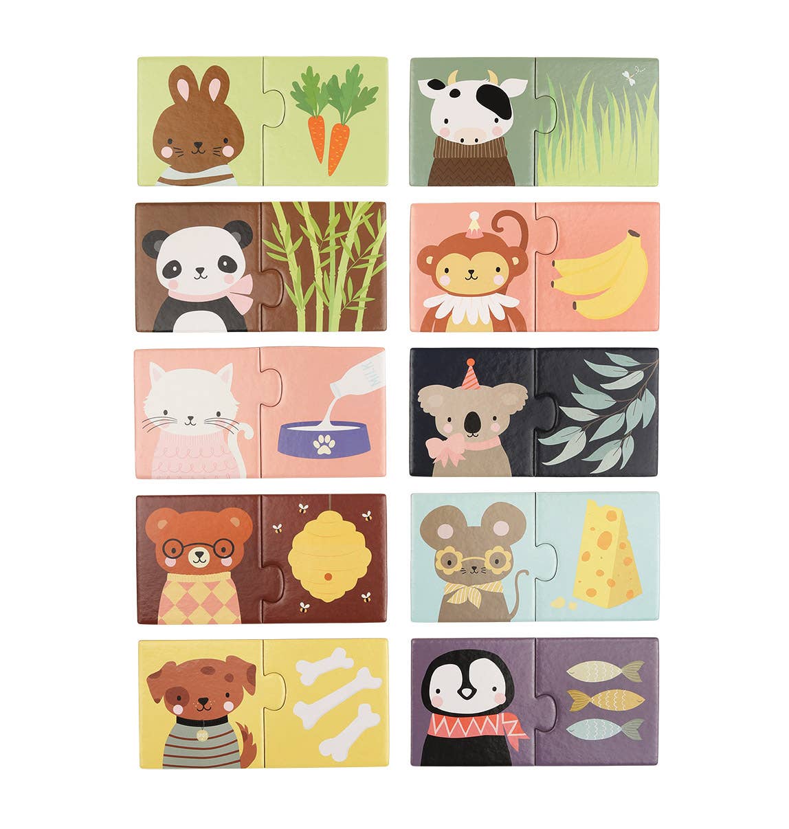 Puzzle asociativo - animales y comidas - MINI MUNDO