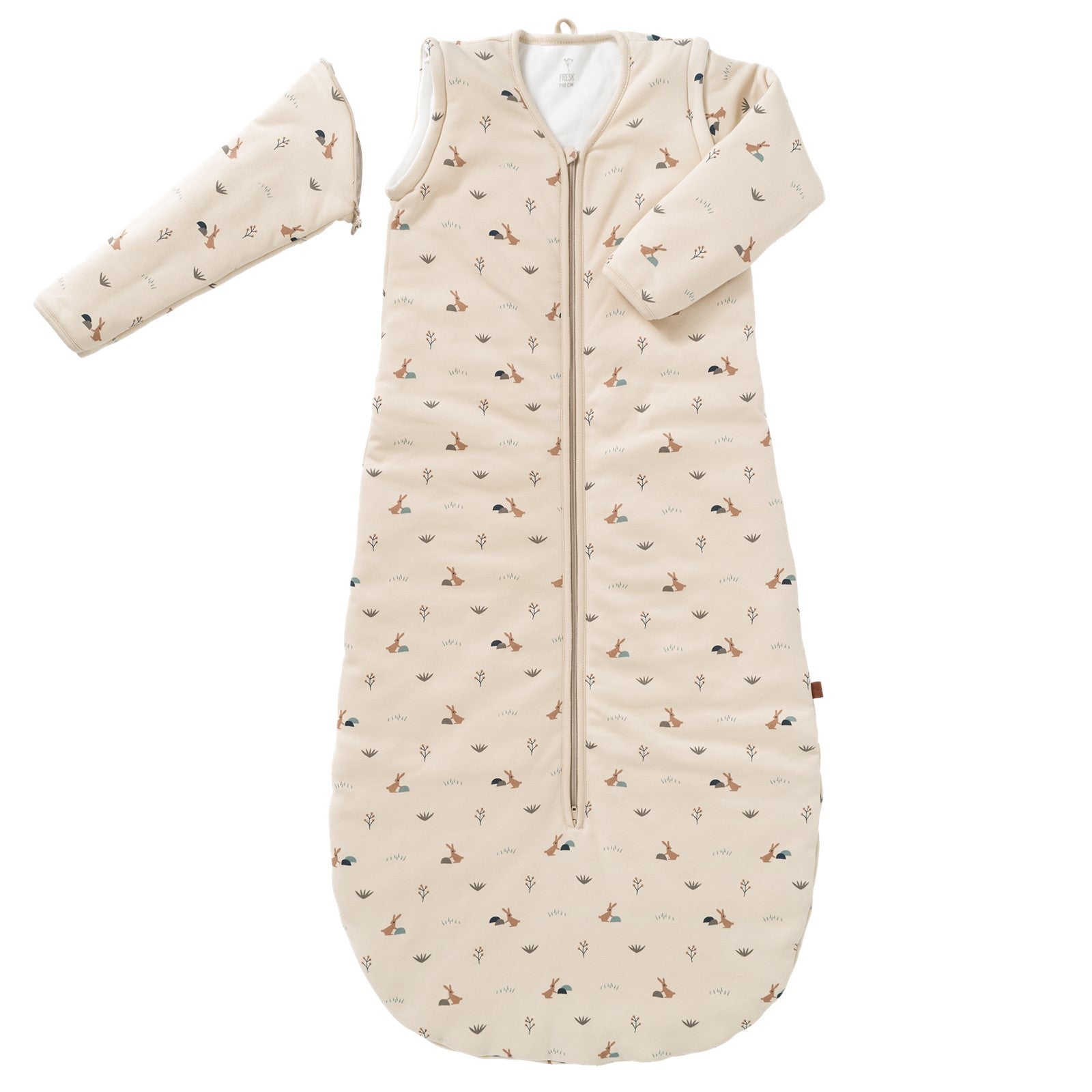 Saco de Dormir Fresk 110 cm Conejos Arena | Algodón Orgánico - BEBABI