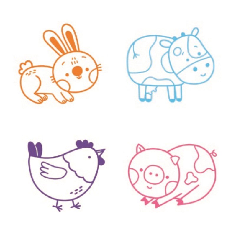 Sellos de animales con tinta - animales granja - MINI MUNDO