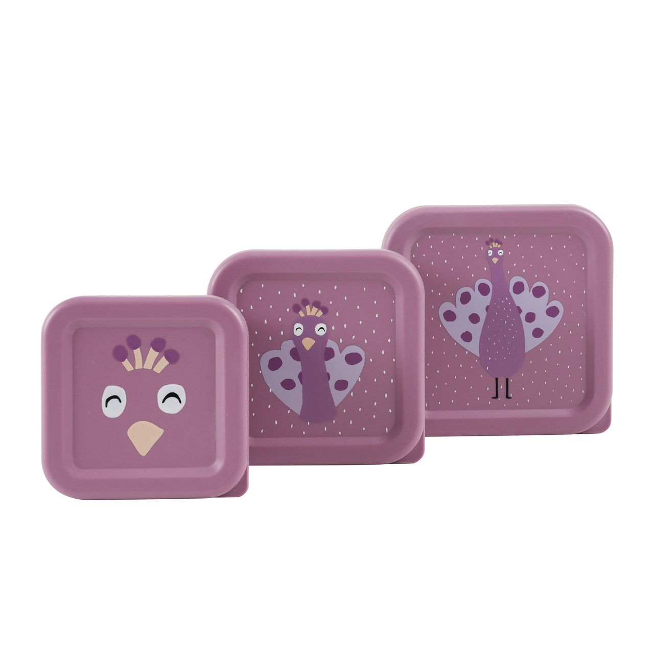 Set 3 Fiambreras Nido Trixie Pavo Real| Cajas Almuerzo Infantiles Sin BPA - BEBABI