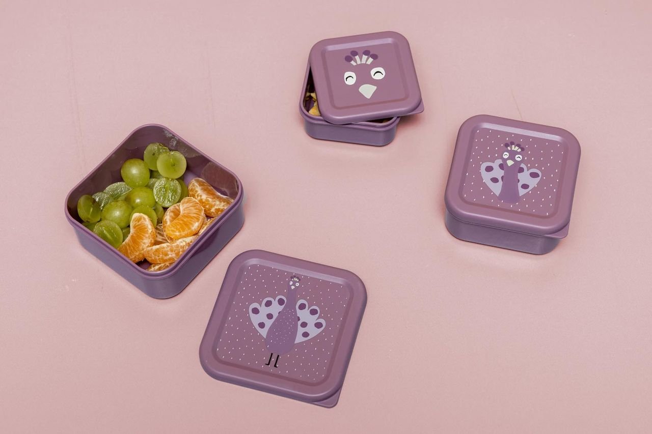 Set 3 Fiambreras Nido Trixie Pavo Real| Cajas Almuerzo Infantiles Sin BPA - BEBABI