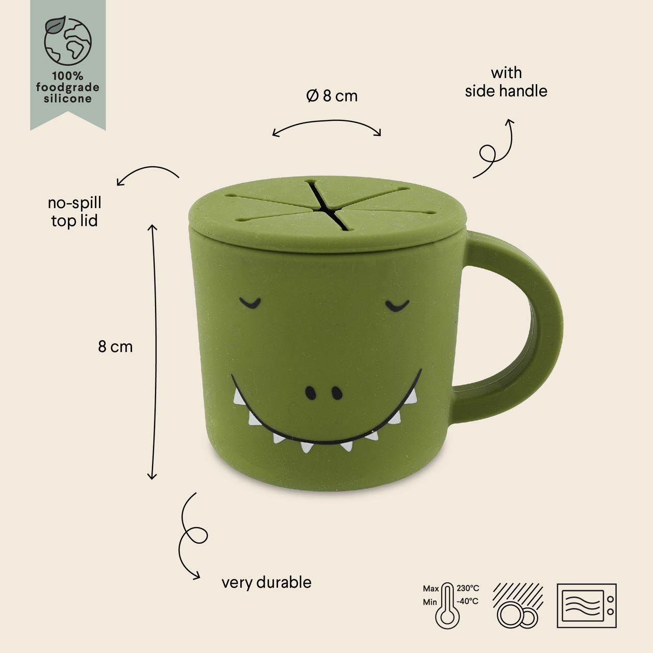 Taza porta snacks de silicona - Mr. Dino - MINI MUNDO