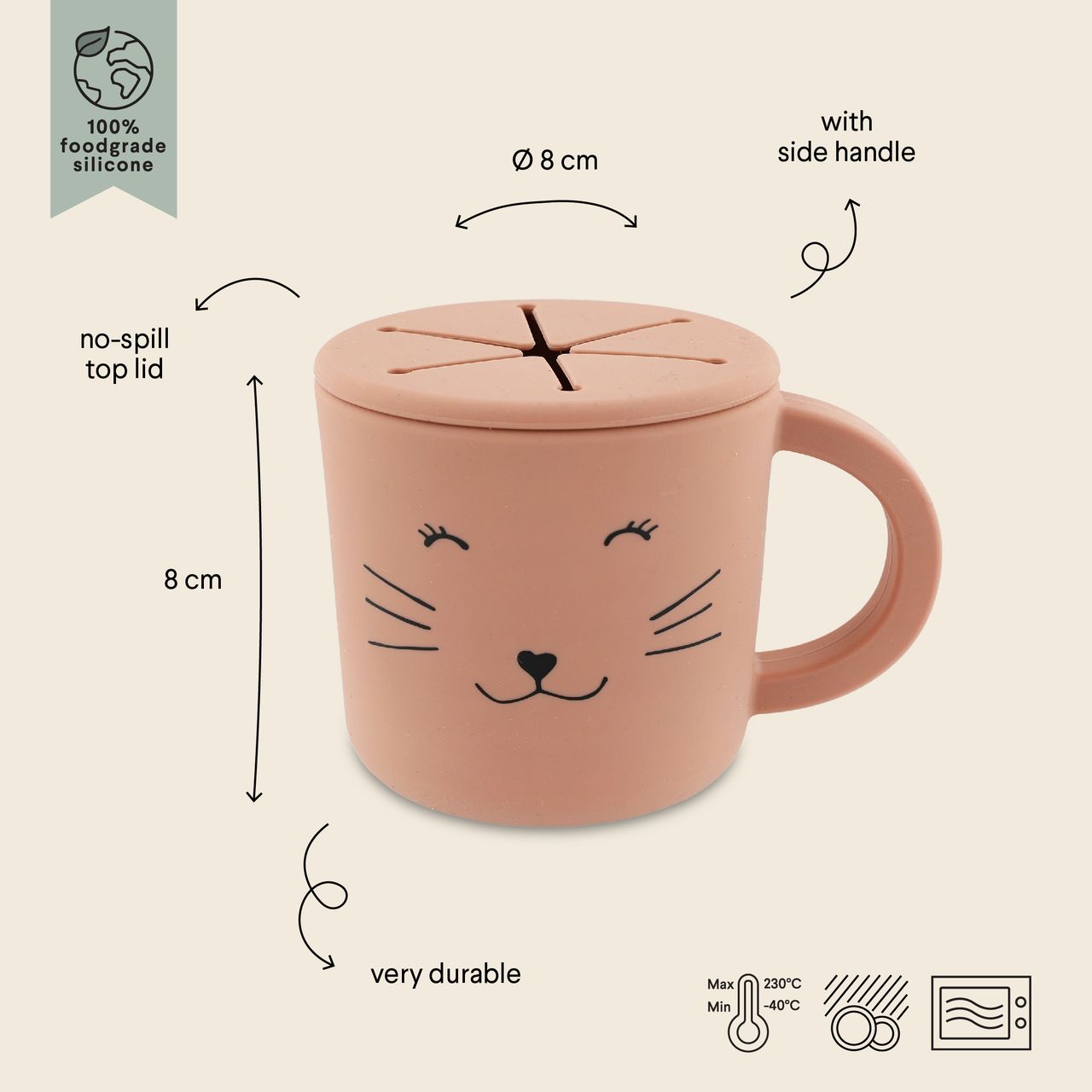 Taza porta snacks de silicona - Mrs. Cat - MINI MUNDO