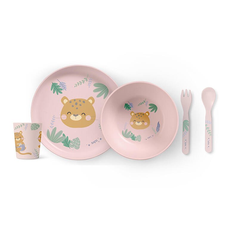 Vajilla 5 pzs. "Jungle Cheetahs" rosa - MINI MUNDO