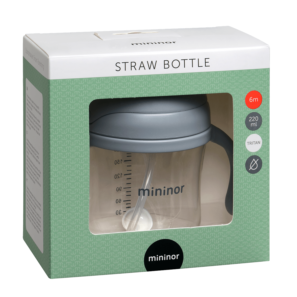 Vaso de aprendizaje con pajita - Negro - 220ml - MINI MUNDO