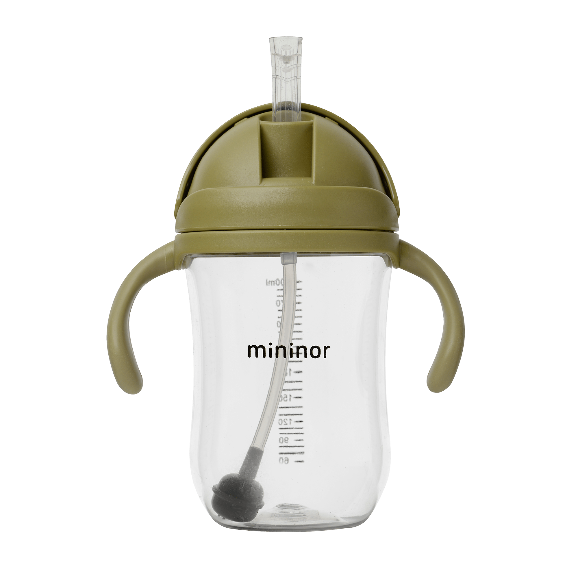 Vaso de aprendizaje con pajita - verde militar - 330ml - MINI MUNDO