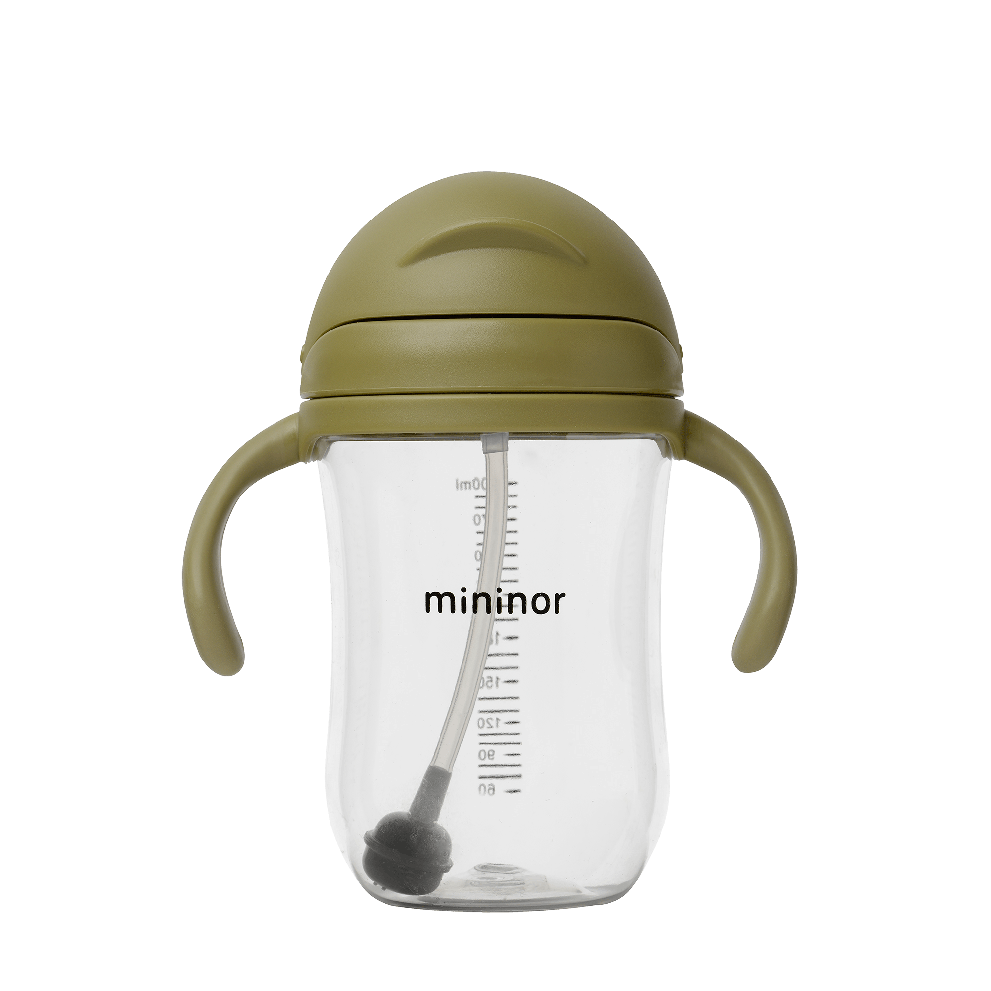 Vaso de aprendizaje con pajita - verde militar - 330ml - MINI MUNDO
